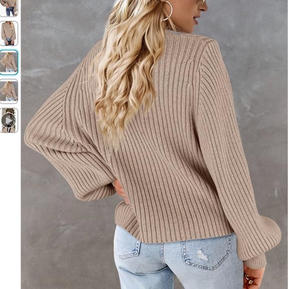 Women’s Oversized Crewneck Sweater | Lantern Sleeve - Picture 4 of 6